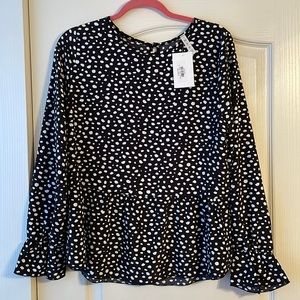 MTS Colbie Long Sleeve Black with White Specks Top Size Medium